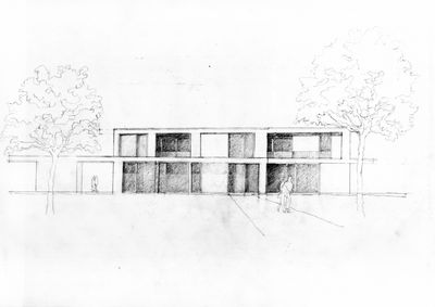 Skizze des Haus Schneider von der nördlichen Ansicht 